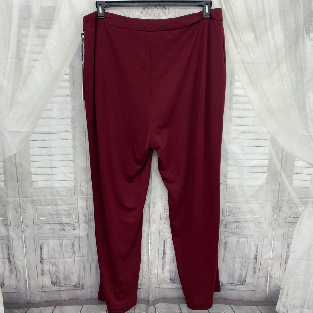 NEW Calvin Klein Size 2X Pull On Stretch Straight Leg Pants Burgundy Red Pockets - Picture 9 of 10